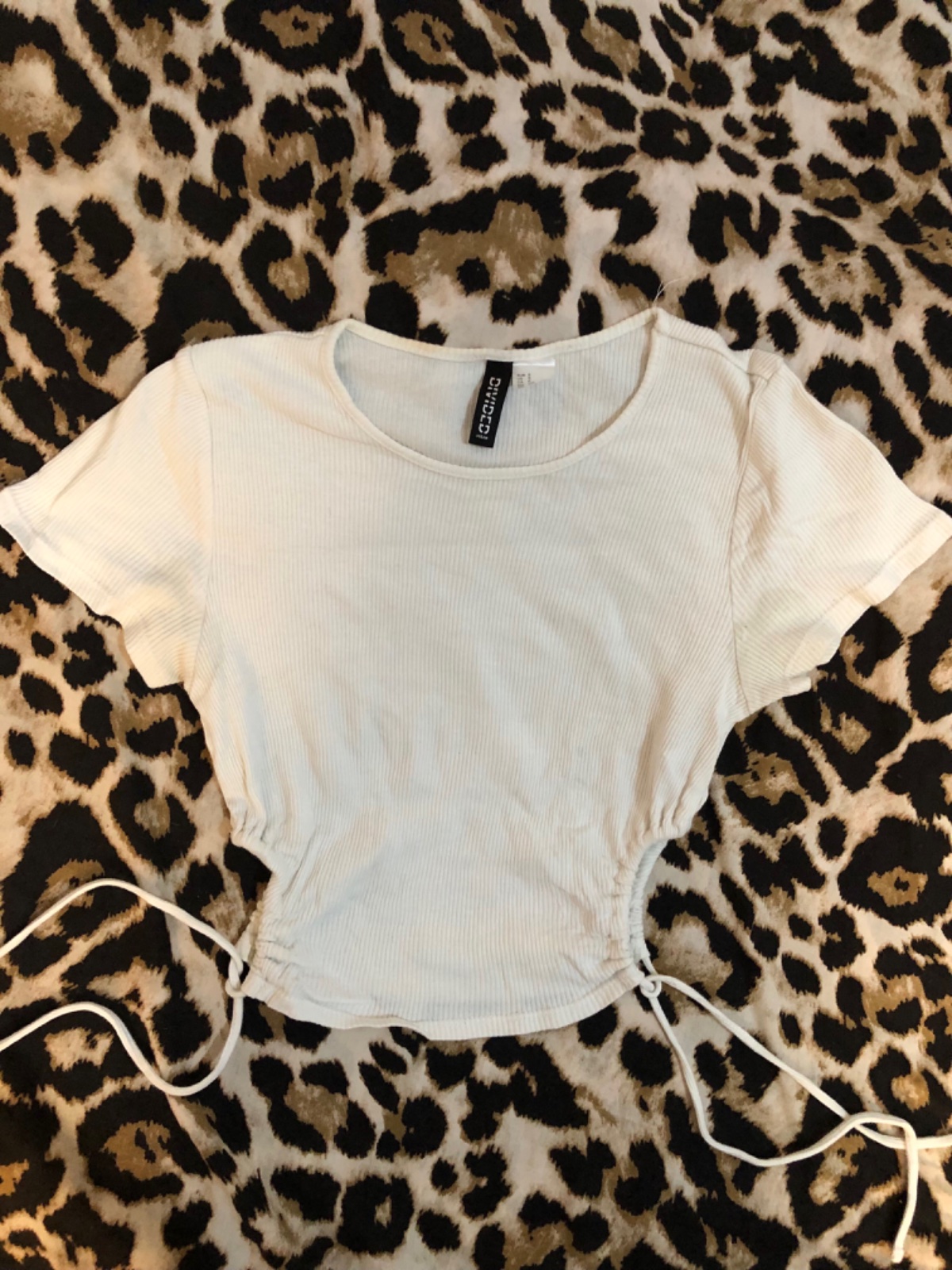 Crop top côtelé blanc avec liens H&M Divided taille S⁠