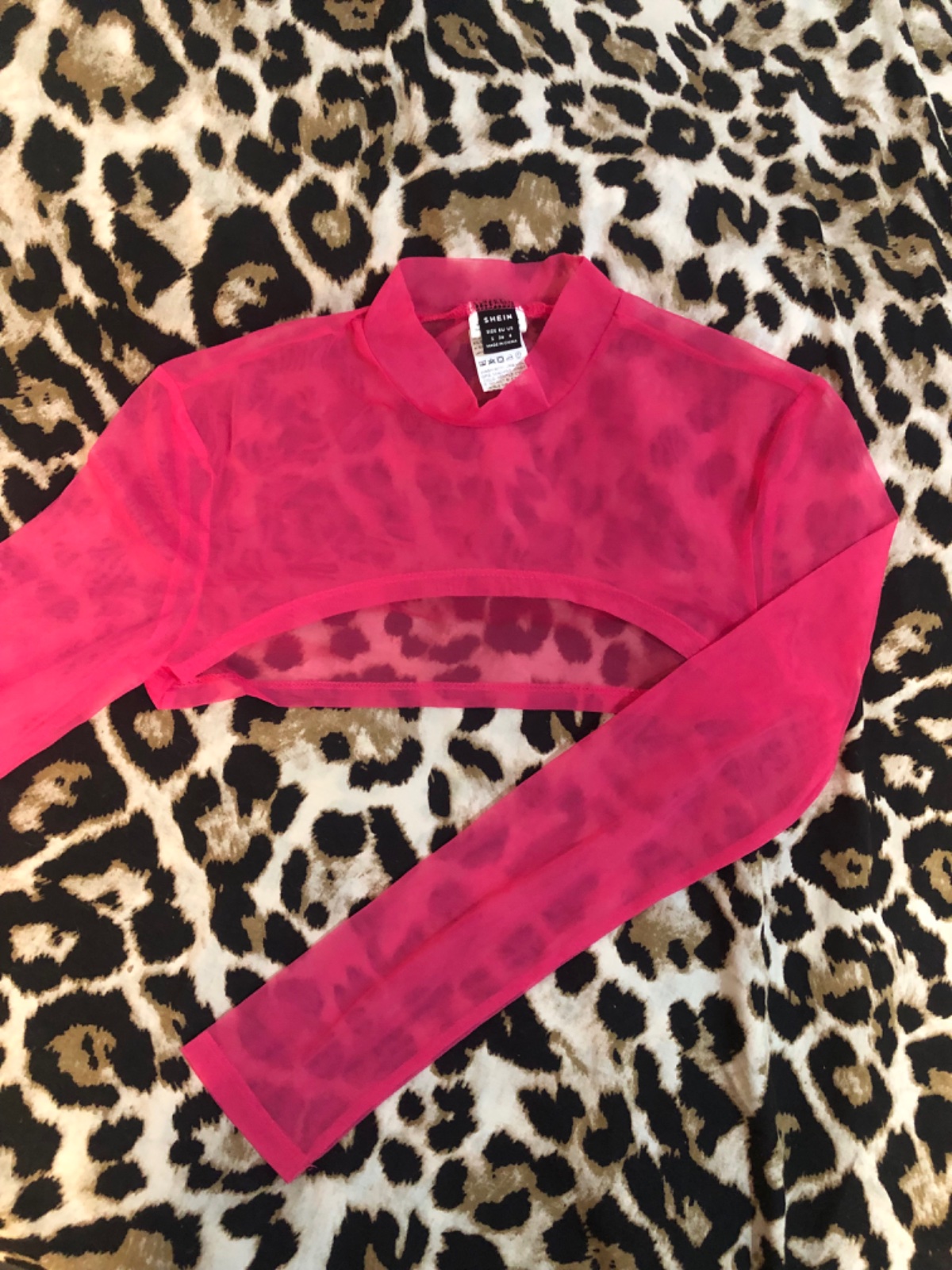 Crop top transparent rose mesh col montant SHEIN taille S⁠