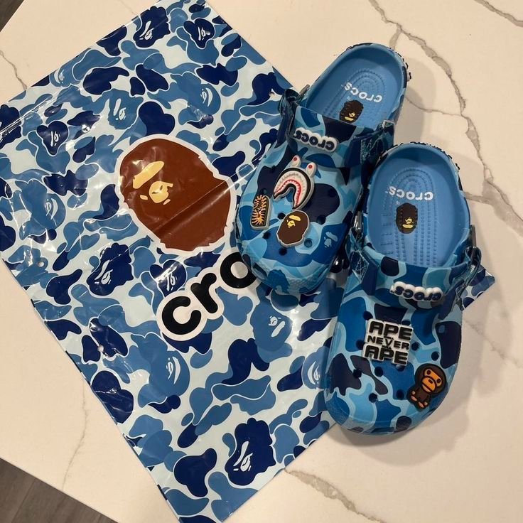 Crocs x Bape Blue Camo with Charms