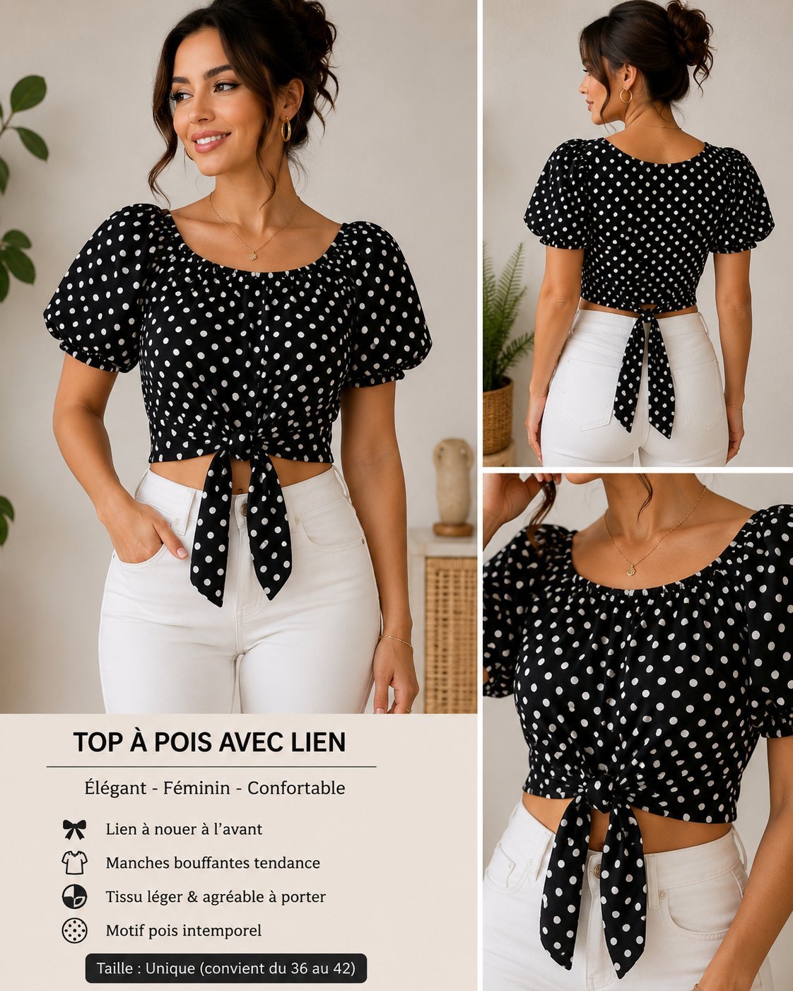 ✨ Top à pois noir & blanc ✨