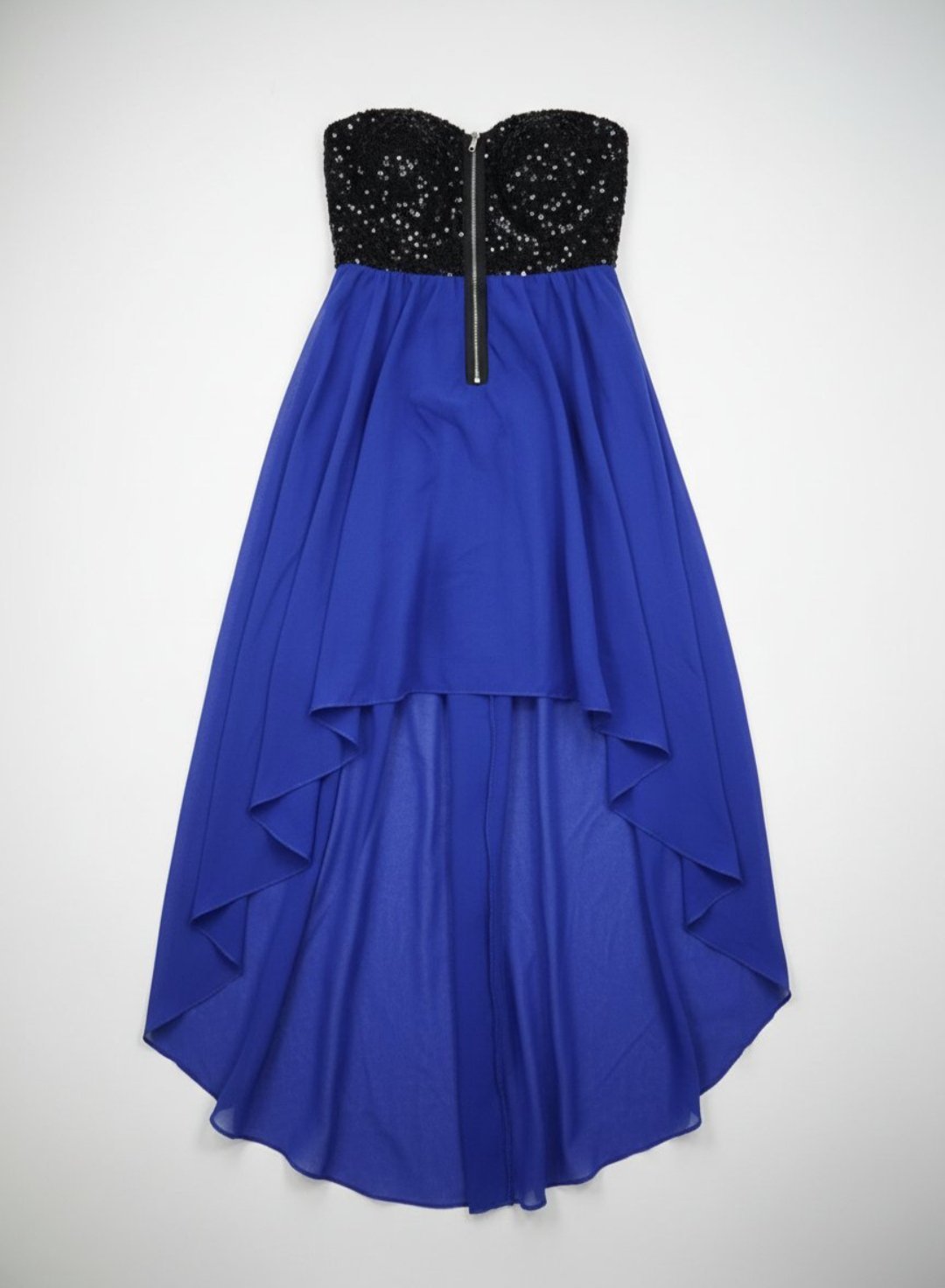 Robe élégante bleu royal asymétrique