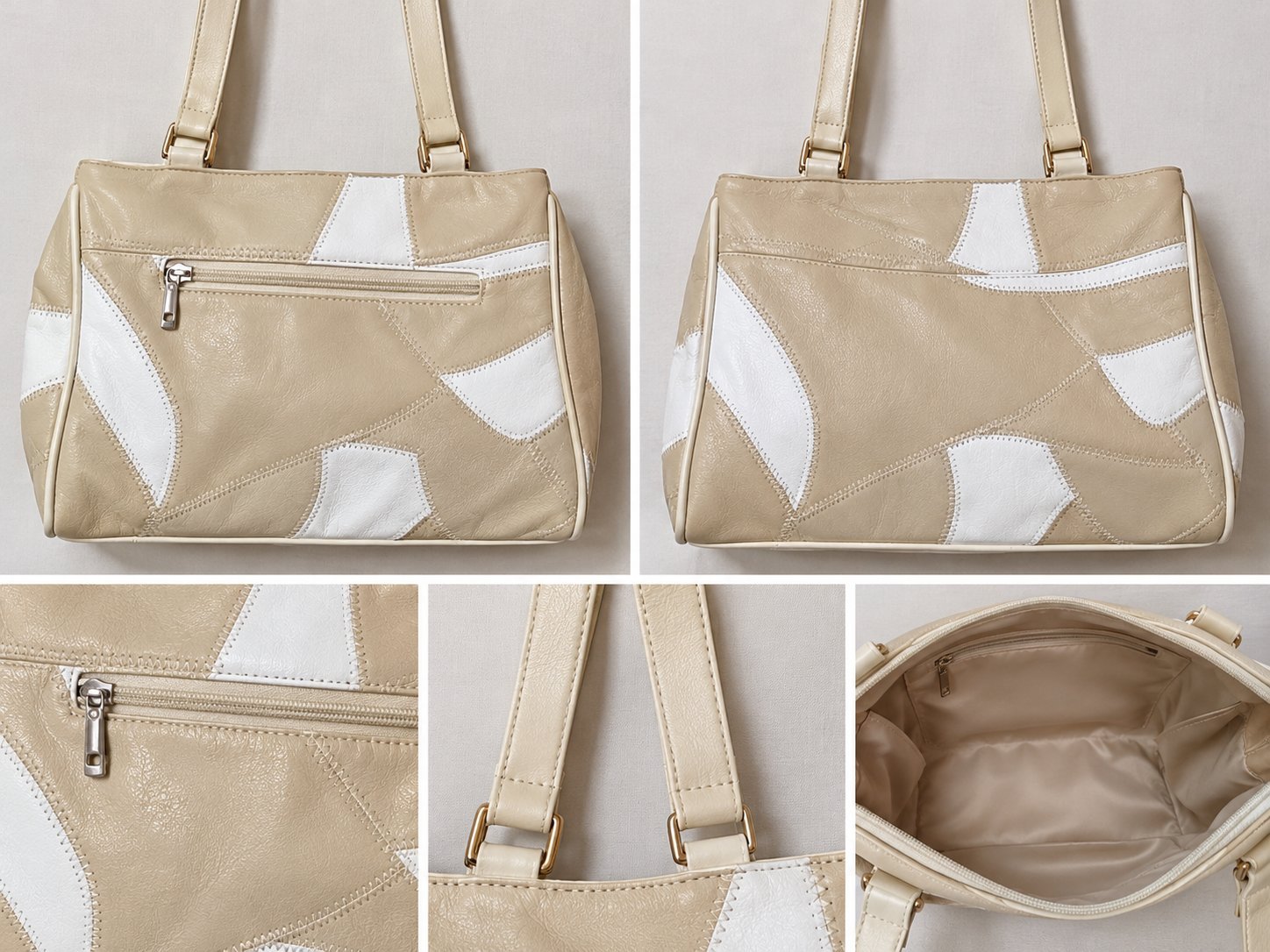 🤍 Sac à mainsac  beige et blanc – Élégant & tendance ✨