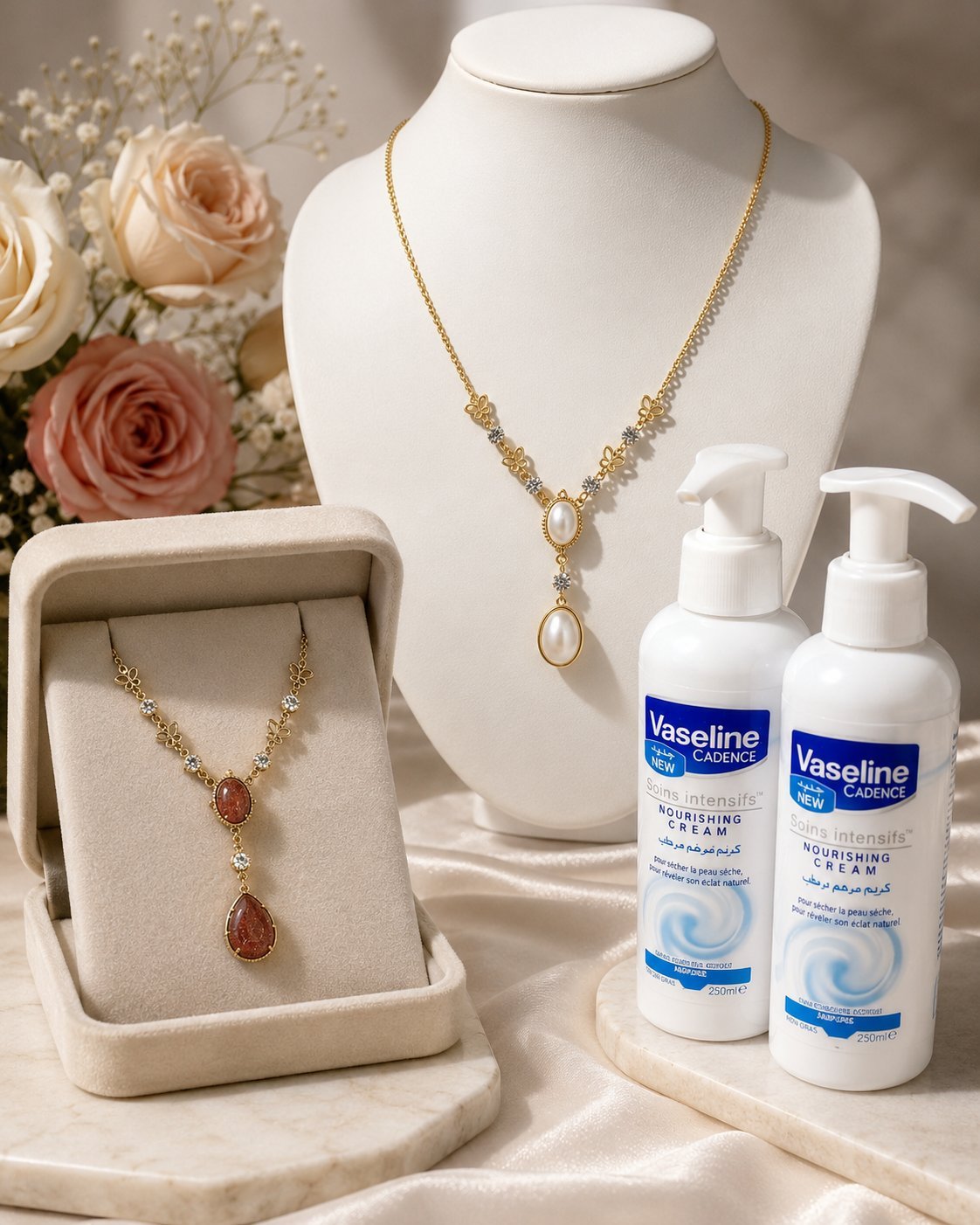 Idée Cadeau : 2 collier+ 2 bagues+2 crème nourrissante 