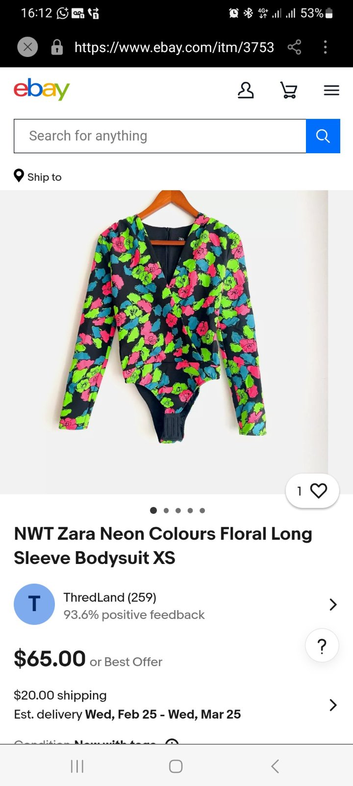 Haut body manches longues col surpiqué floral multicolore Zara 