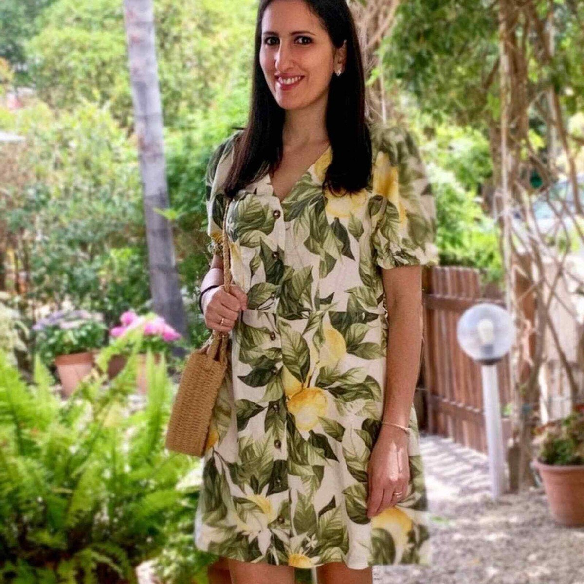 'une robe de la marque H&M à motif citrons tissu gamraya