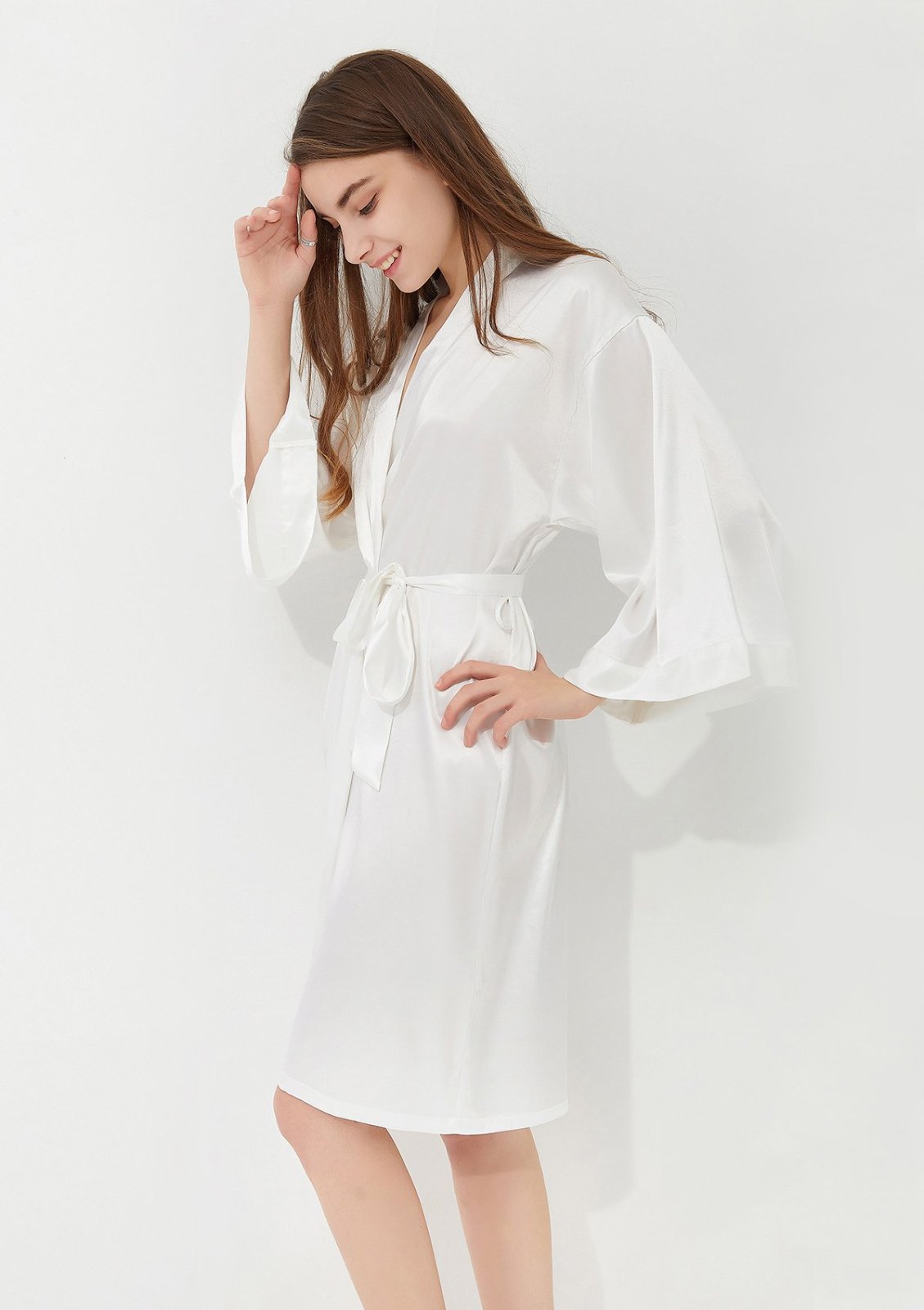  kimono court effet satin pour femme