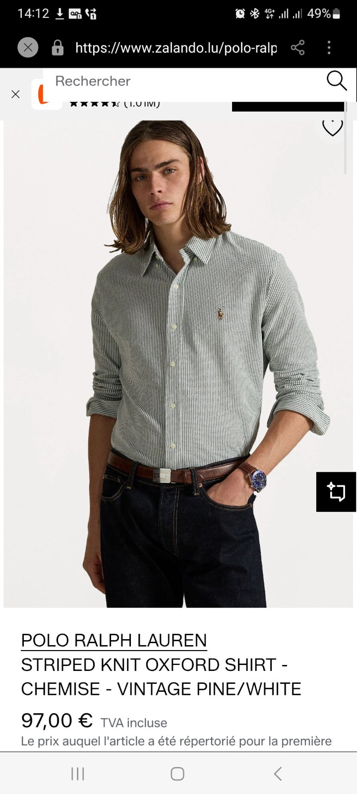 Une chemise boutonnée à rayures Polo Ralph Lauren en coton état presque neuf 