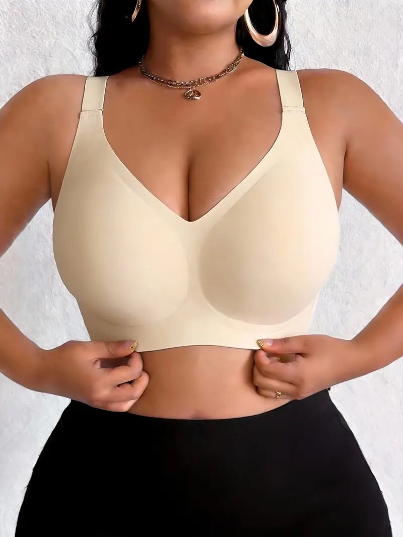Soutien-gorge beige sans armatures à larges bretelles 48/50 