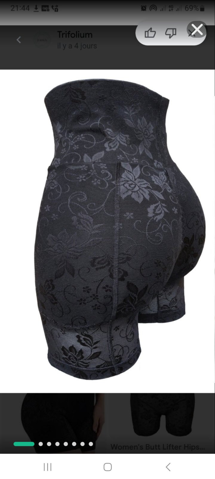 Short rembourré effet push-up  fesses et hanches ylbess min 38 hata 42