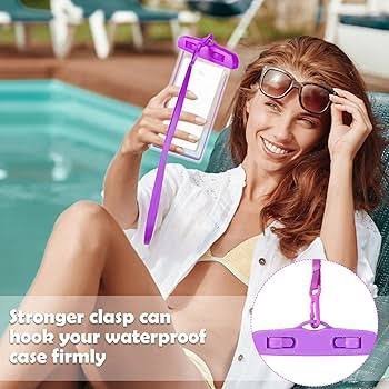 Pochette étanche universelle pour téléphone possède une fermeture supérieure sécurisée de couleur violette