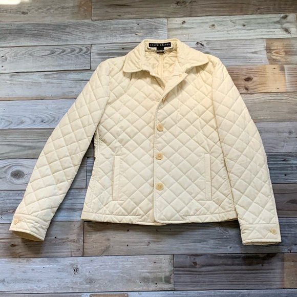 Veste matelassée beige de couleur crème de la marque Lauren Ralph Lauren 