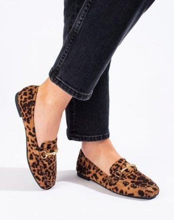 Mocassins plats George à imprimé léopard ornés d'un élégant mors doré sur le dessus 38/39  ylbess