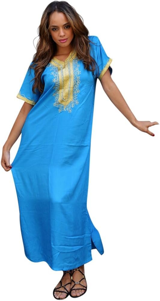  Jebba bleue avec des broderies jaunes