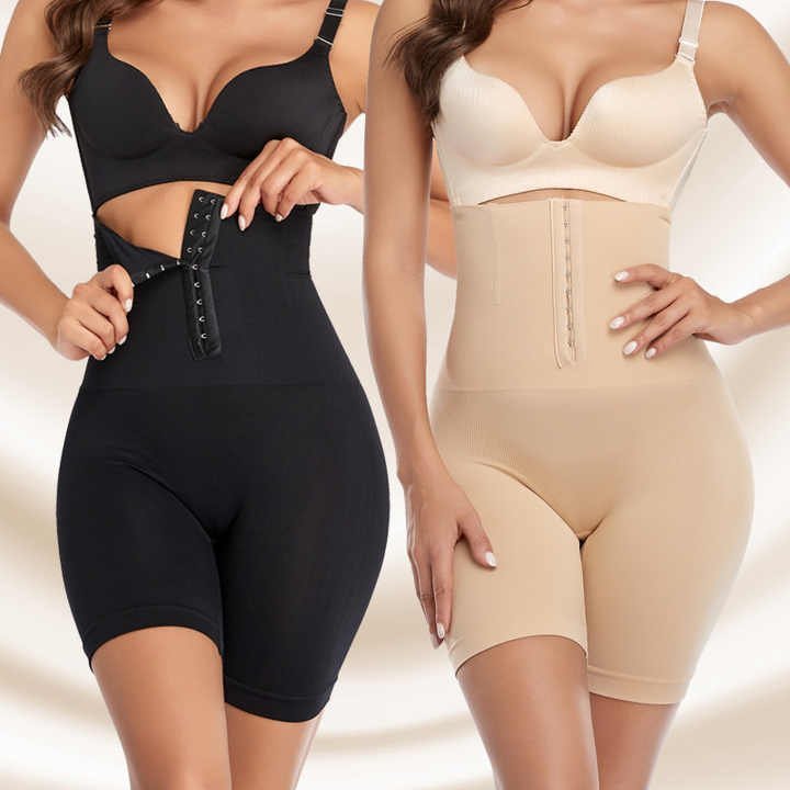 Vêtement sculptant taille haute offre une compression ciblée pour lisser le ventre et affiner les cuisses.