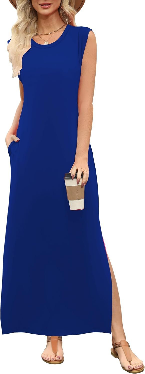  robe longue bleue de chez Selected Femme se distingue par sa coupe fluide et son encolure dégagée