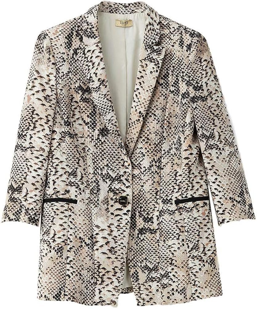  une veste blazer Liu Jo Jeans à imprimé animal/python naturel, manches
