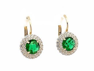 Boucles d'oreilles pendantes Xuping Jewelry arborent une pierre centrale émeraude entourée de cristaux étincelants