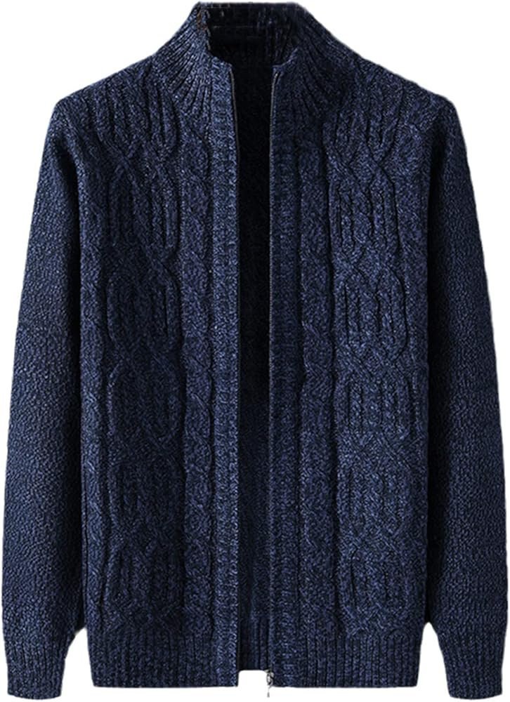 Gilet cardigan homme  en maille tricotée pour homme, doté d'une fermeture éclair et de poches latérales. 