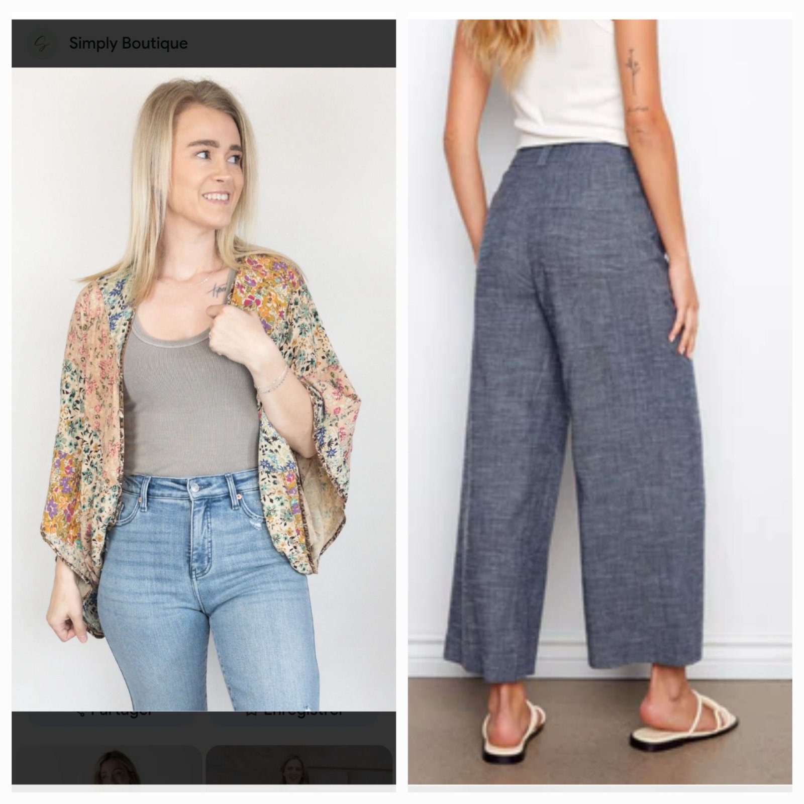 Lot de 2 pièces pantalon large djin kfif w kimono barda pantalon fih taftika sghira taraj3 facilement 