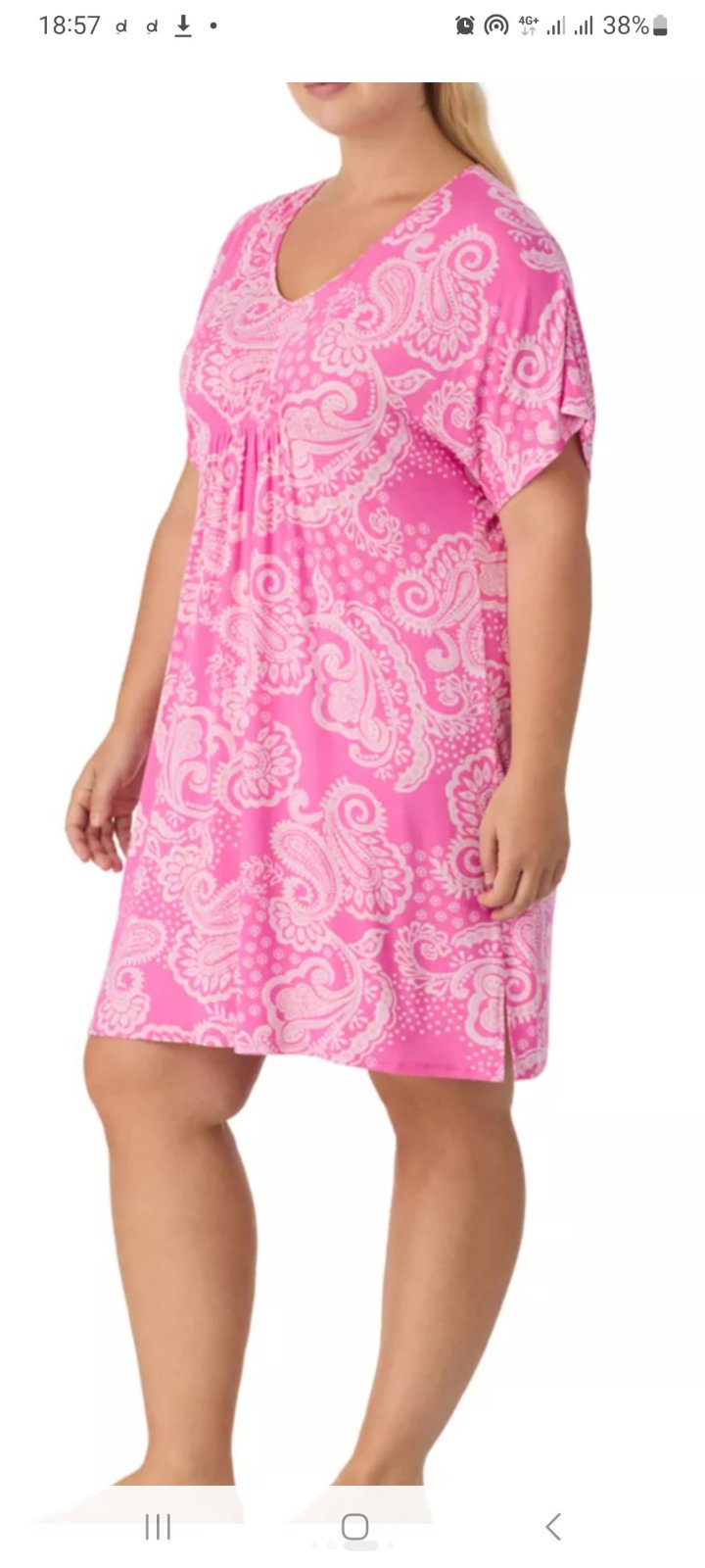 Robe décontractée rose et blanche avec un motif cachemire ressemble à une tunique à manches courtes de la marque Ellen Tracy.