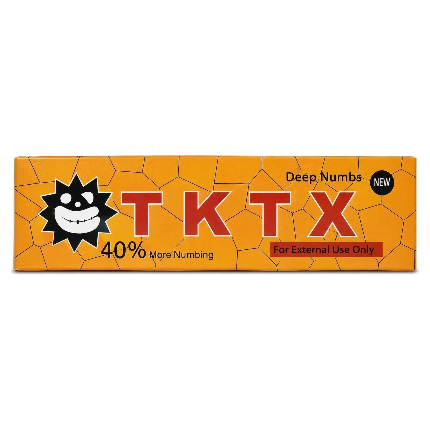 Crème anesthésiante topique TKTX (variante jaune/or, 40 % / 10 g), généralement utilisée pour atténuer la douleur lors de tatouages ou de procédures esthétiques
