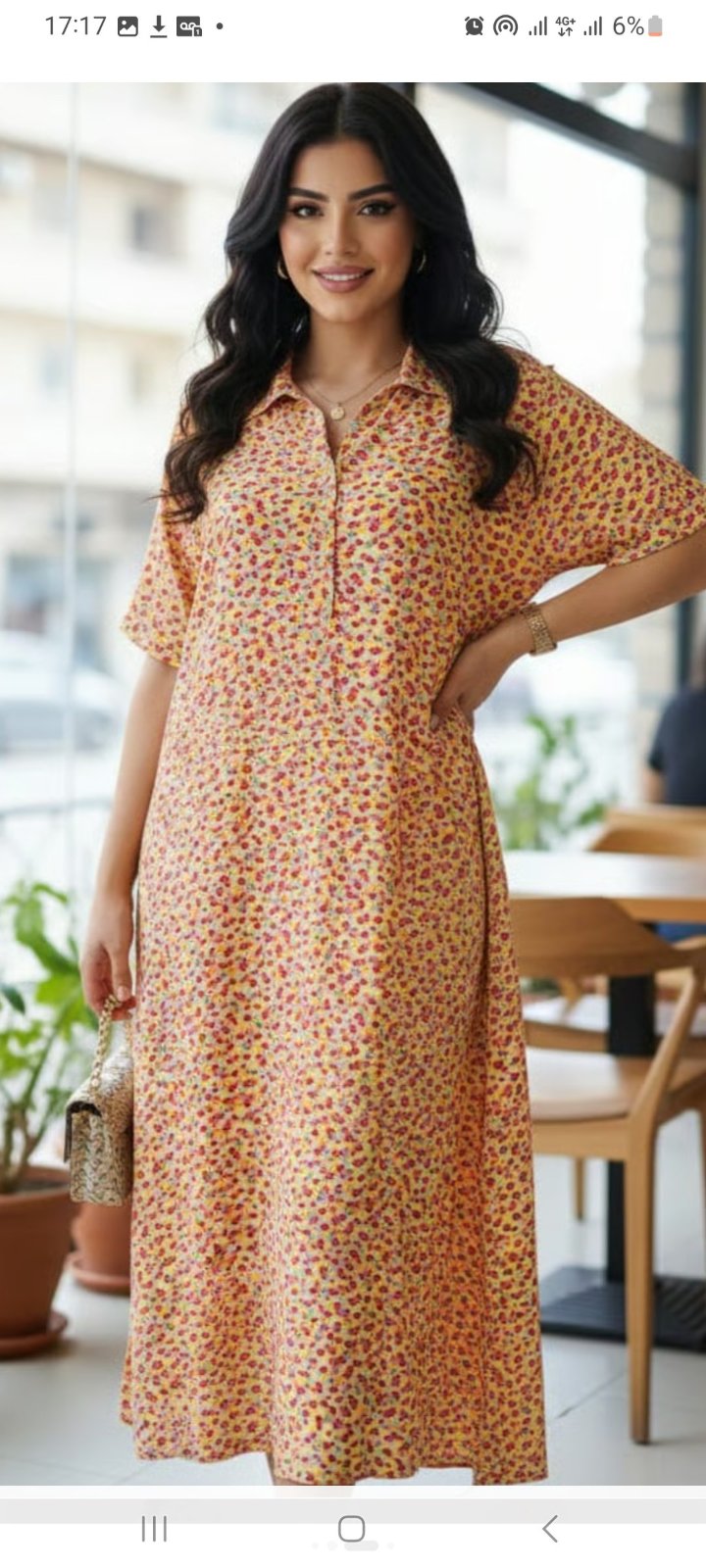Robe est une robe chemise fleurie orange de la marque Pieces