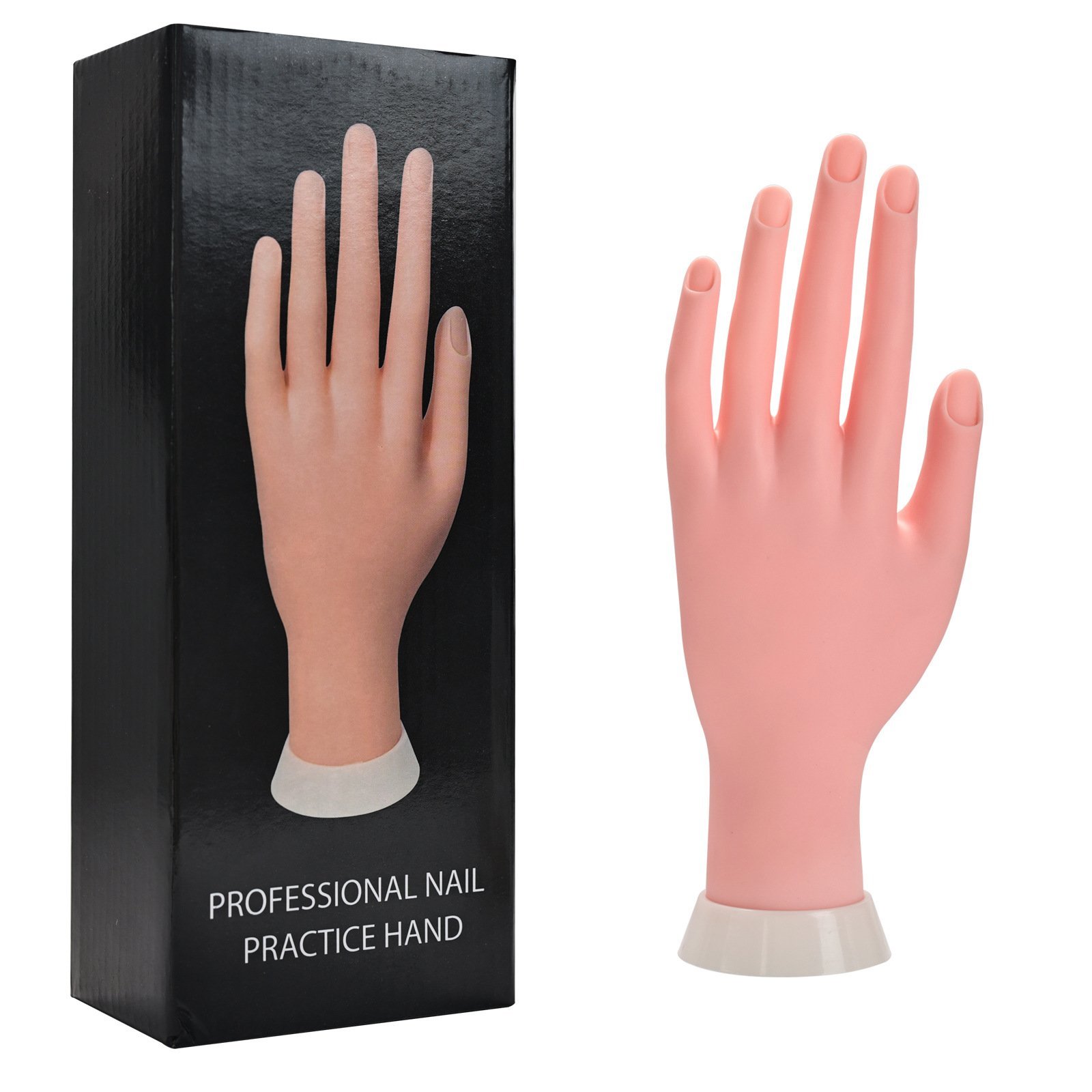  une main articulée en silicone conçue pour l'entraînement à la pose d'ongles professionnels.