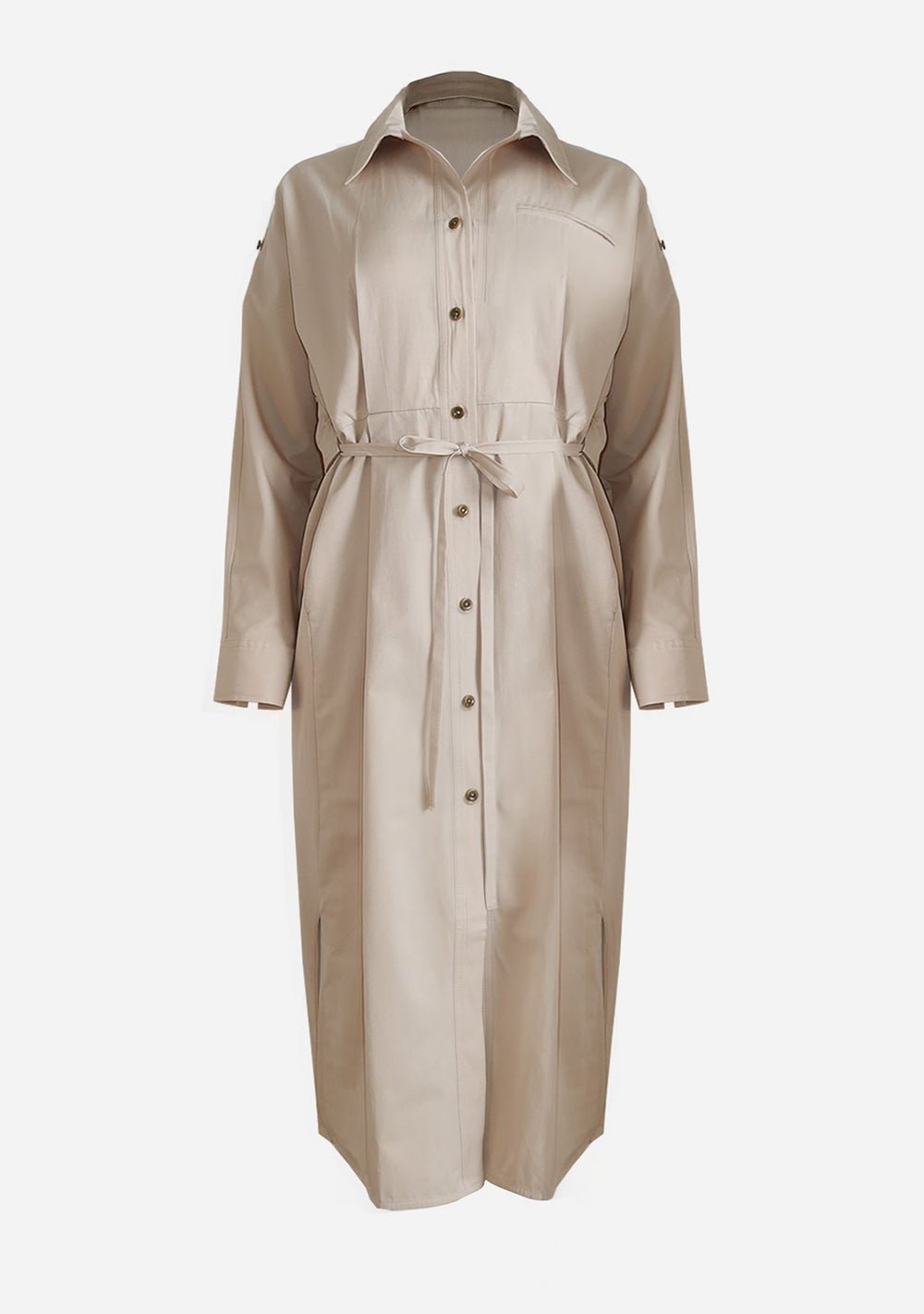 Robe-chemise longue beige 120 cm longueur 