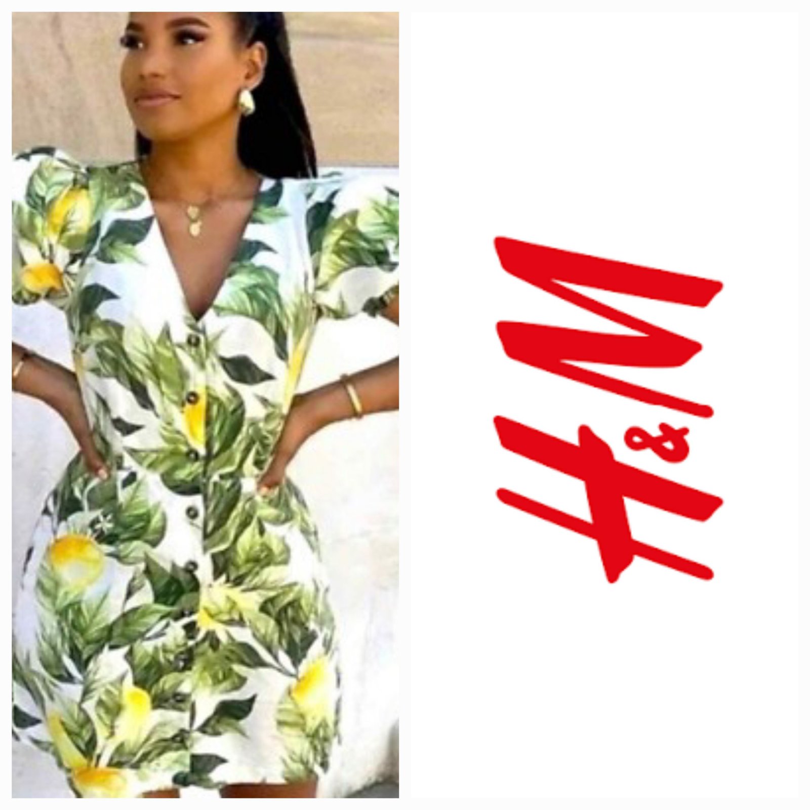Robe H&M présente un imprimé citron vibrant sur un mélange de lin.
