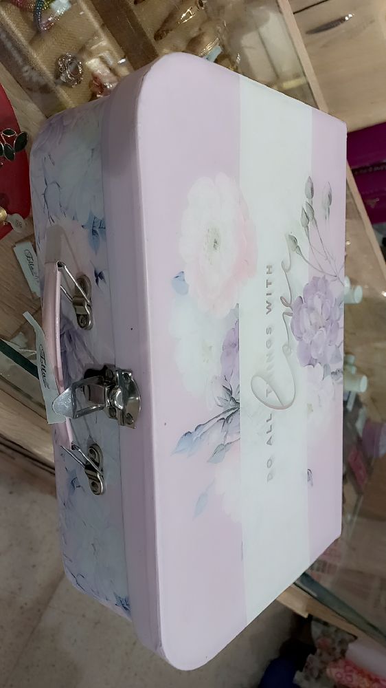 Valise carton fleuri 