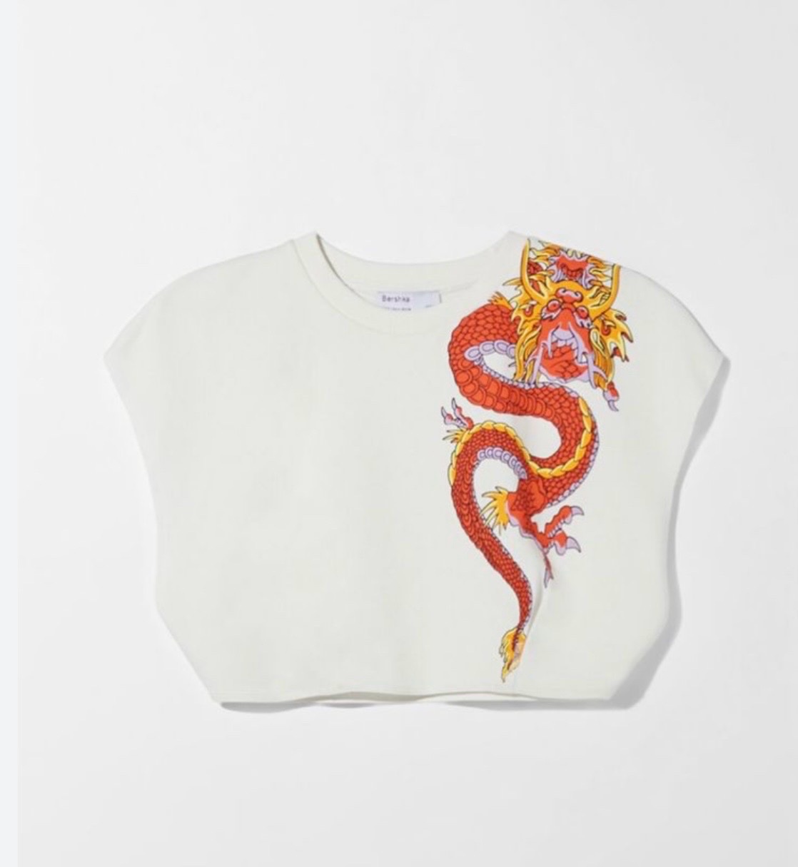 Haut Bershka blanc avec imprimé dragon ❤️🐉