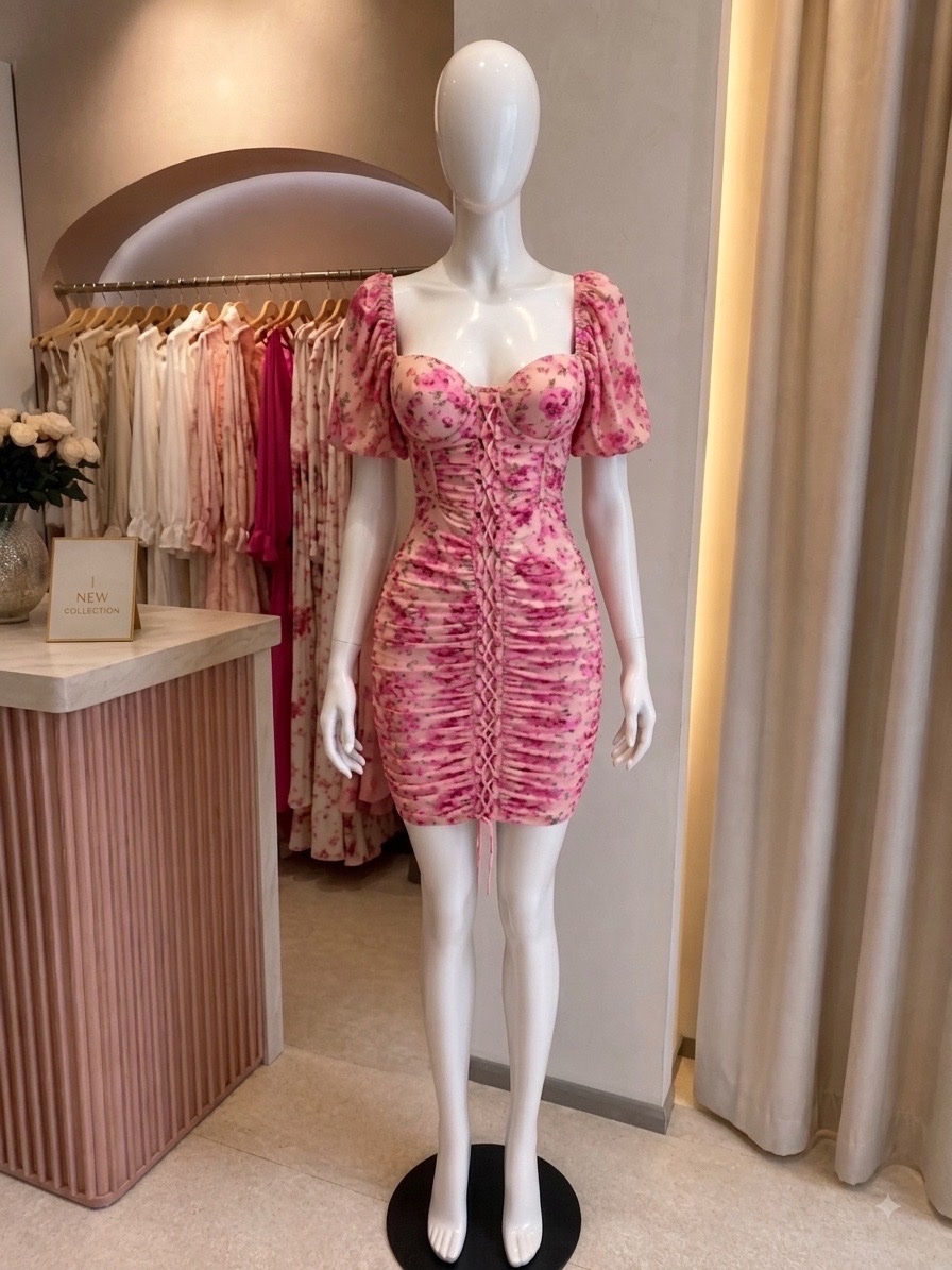 Robe rose fleuré 