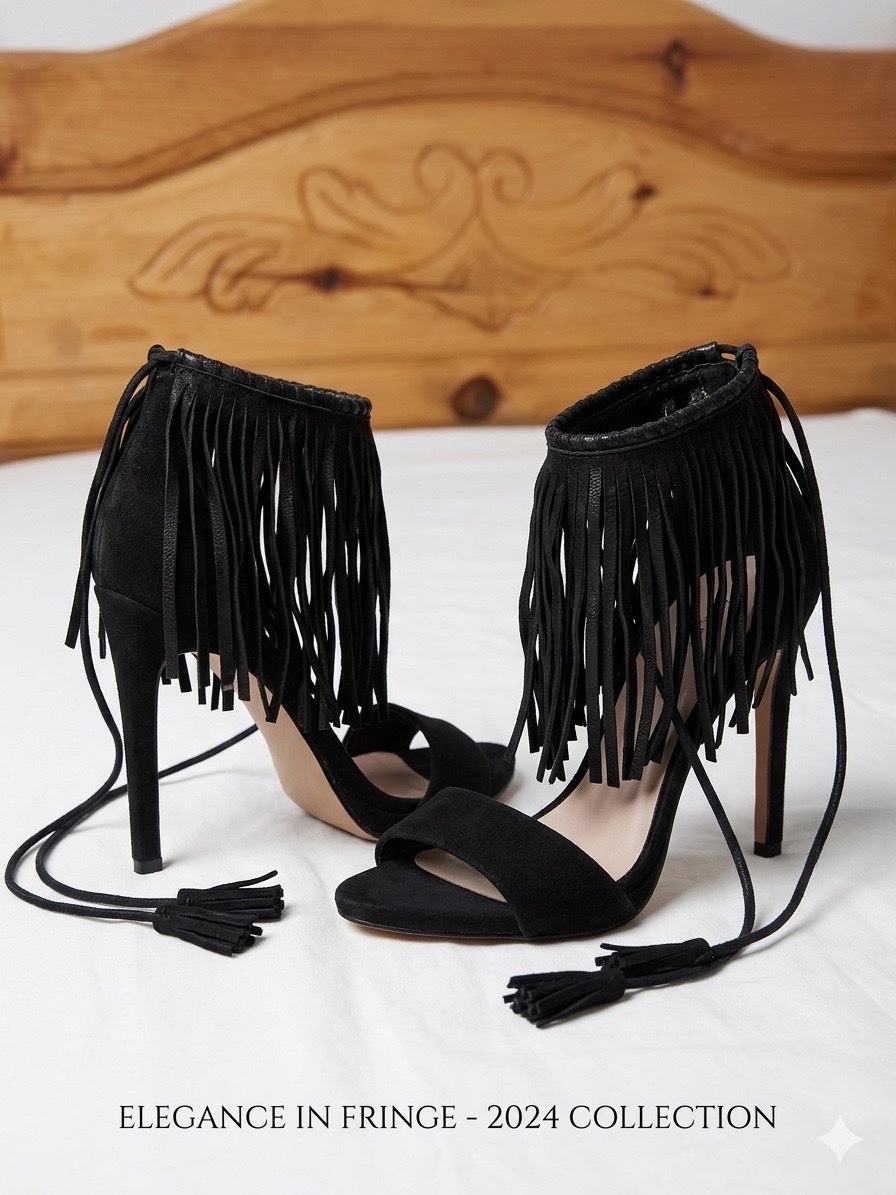 Sandales à talons Zara neuves avec étiquette, franges & pompons – T36