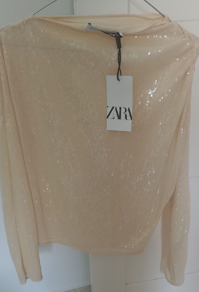 Jolie pull beige aspect scintillant  zara 