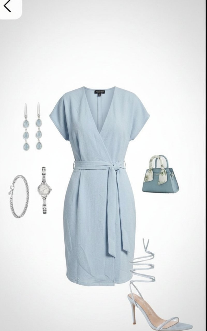 🩵🩵🩵 Sublime robe bleu pastel porte feuille 🩵🩵