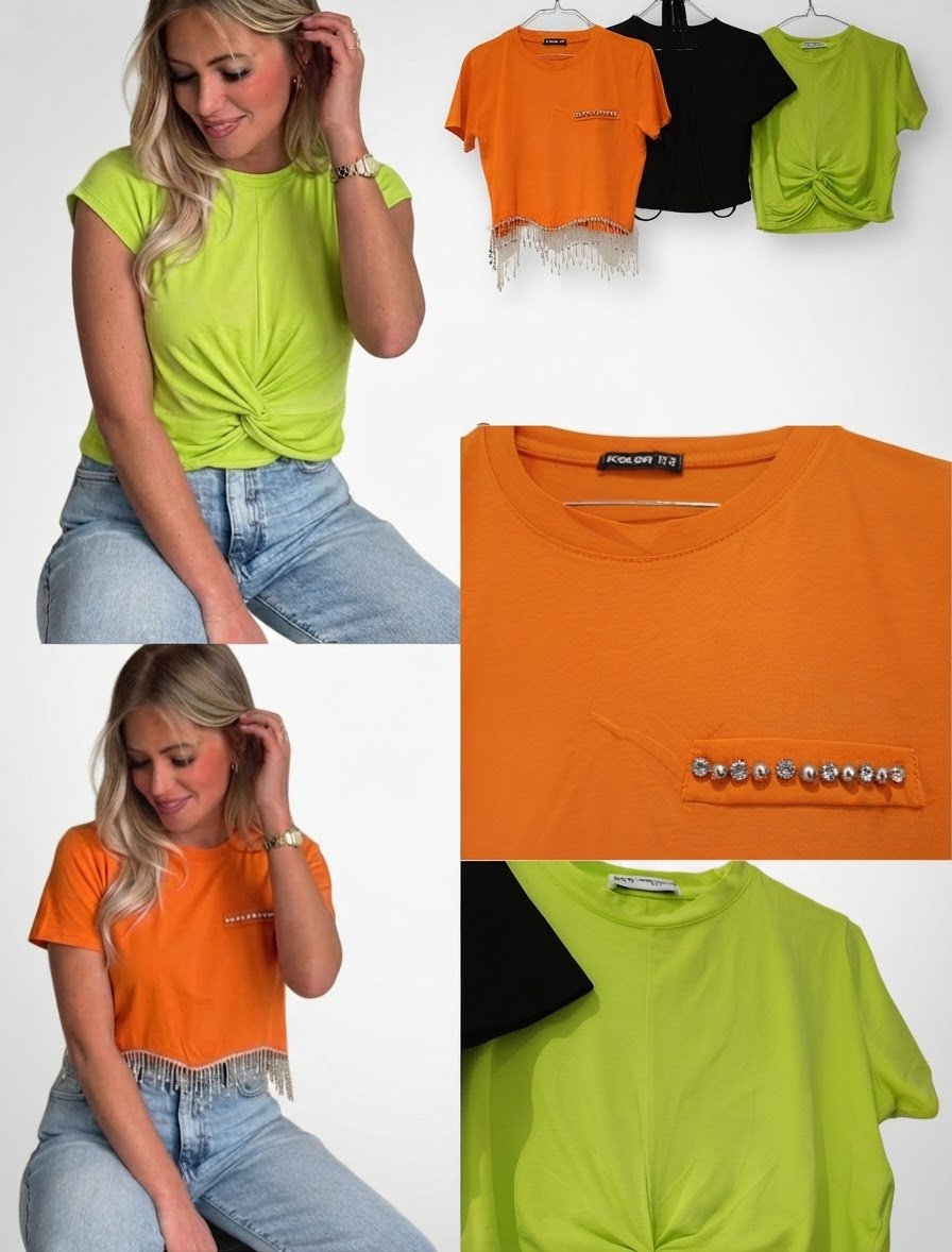 ♥️♥️lot de 3 jolie topnoir orange pistache ♥️♥️