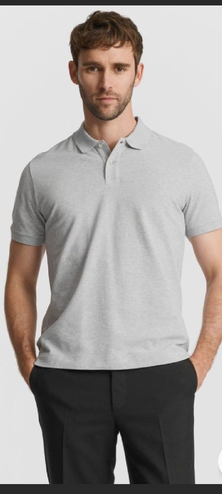 jolie polo demi demi  manche homme  gris clair tissu écologique  bio