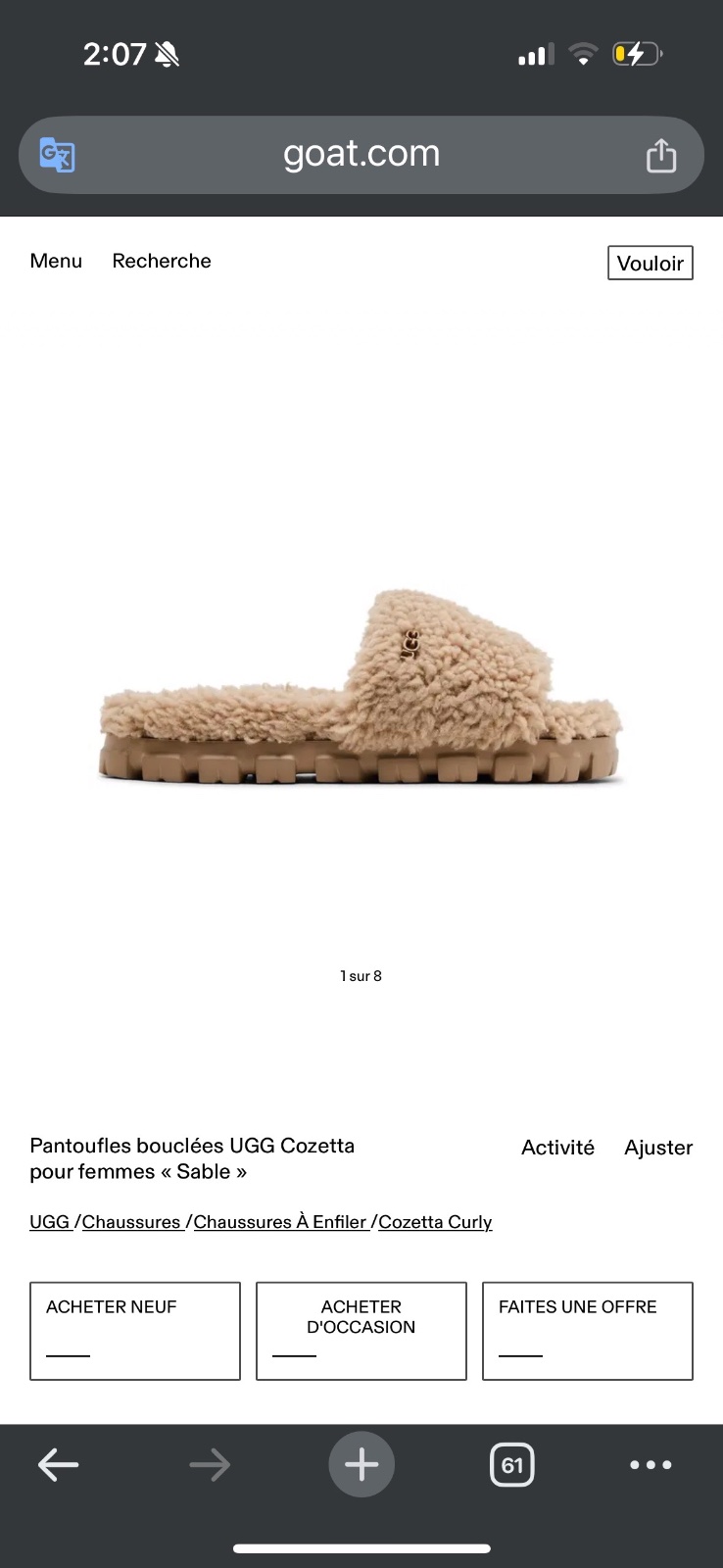 Pantoufles bouclées UGG Cozetta pour femmes 