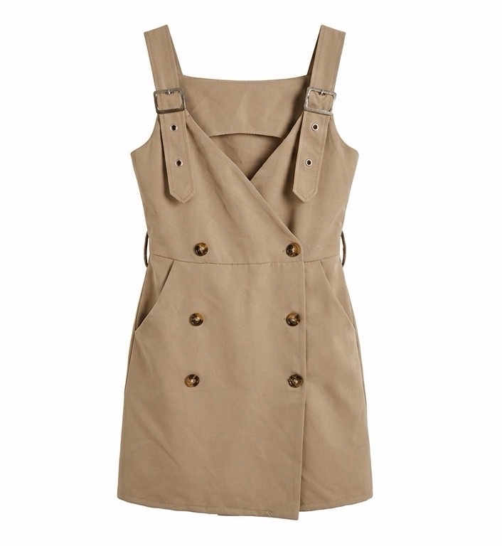 Robe courte beige façon trench-coat