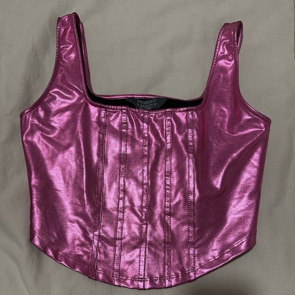 Top corset rose métallisé