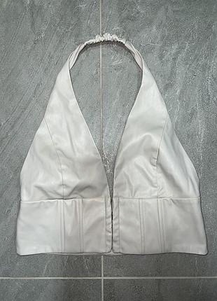 Top corset en simili-cuir - Bershka