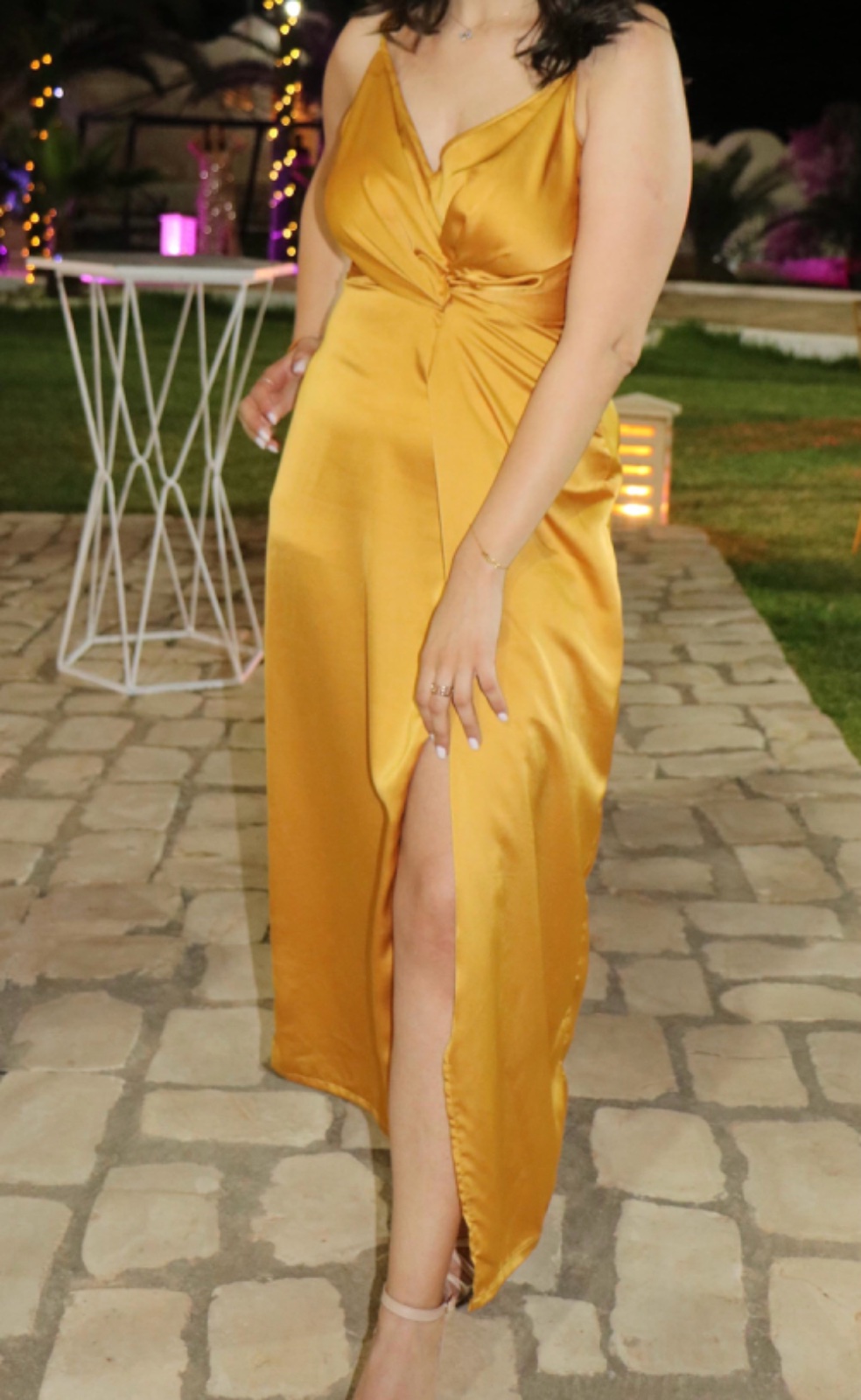 Robe satin jaune