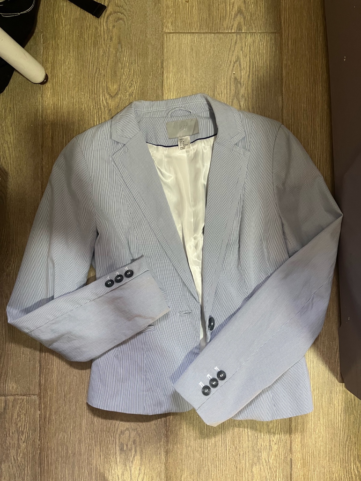 Blazer H&M bleu rayé en blanc pour  femme