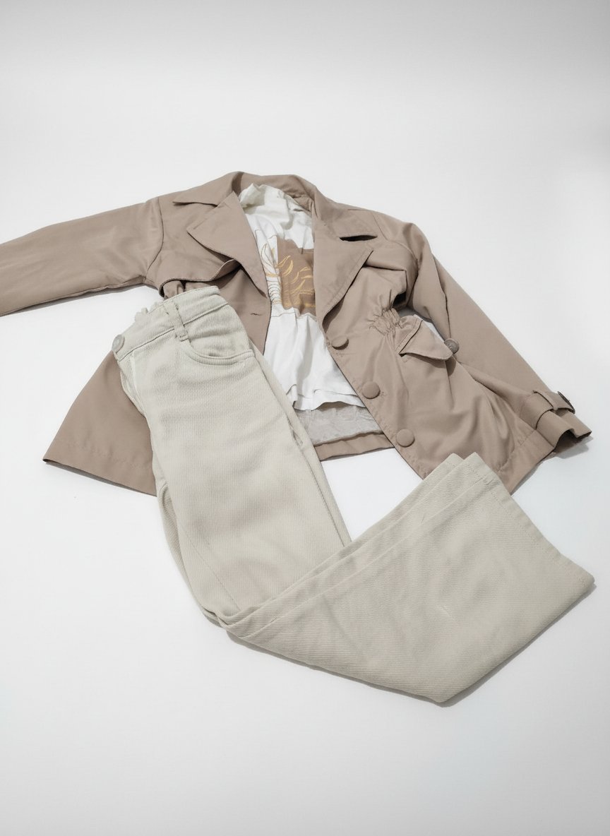 Pantalon avec pull d'été et un Jacket beige