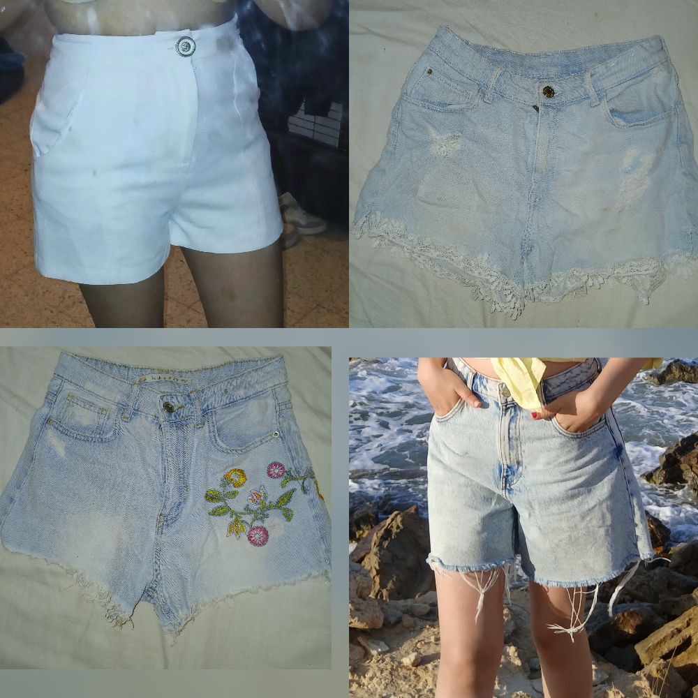 Lot de 4 short  soldée de la marque bershka et zara m3ahom Tope zara blanc cadeau 