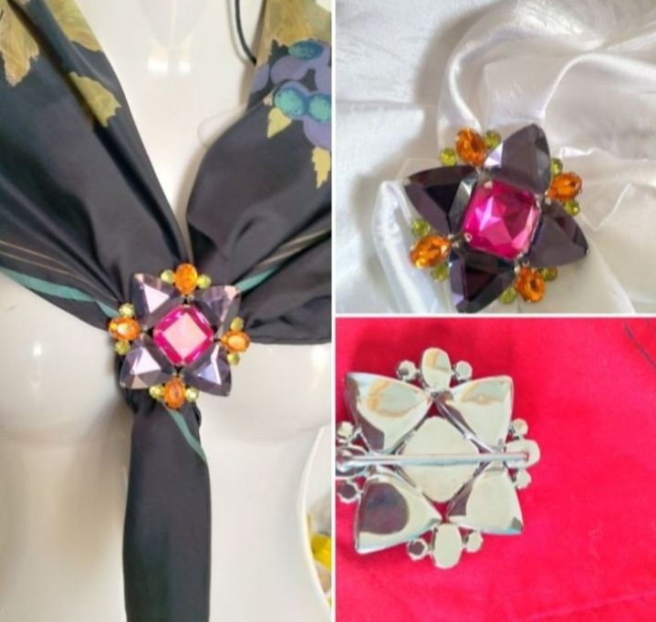 Pince  à foulard serti multicolore 