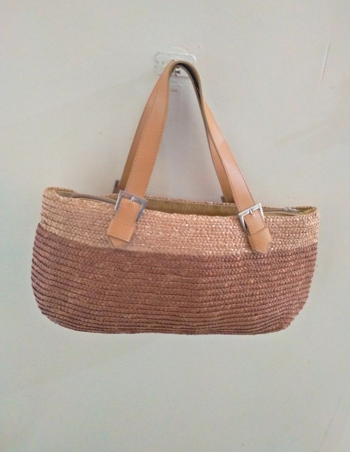 Sac en paille bicolore 