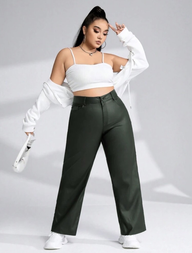 Pantalon cuir vert militaire 
