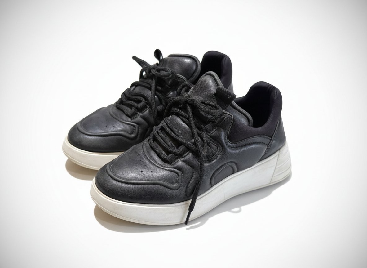Basket en cuir noir 