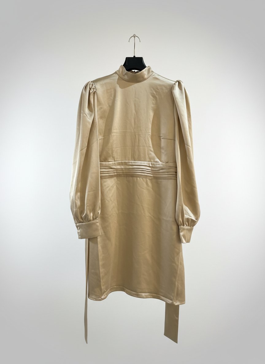 Robe en satin beige